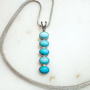 Jay King Sleeping Beauty Turquoise Foxtail Chainlink Sterling Silver Necklace